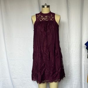 Taylor & Sage - Purple Lace Knee Length Dress